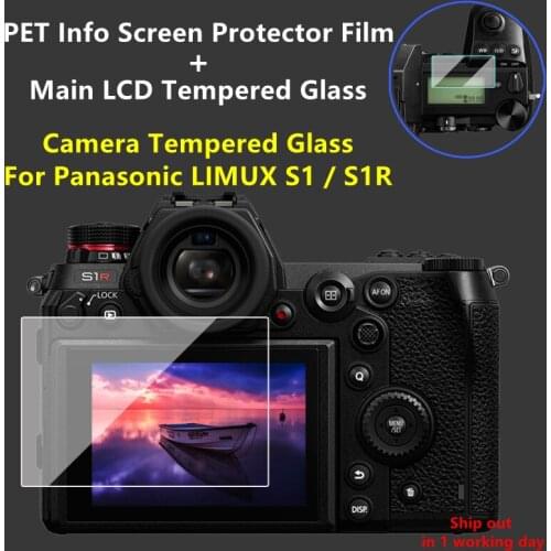 For Panasonic S1 / S1R Camera Tempered Glass Protective Self-adhesive Glass Main LCD Display + Film Info Screen Protector Cover
