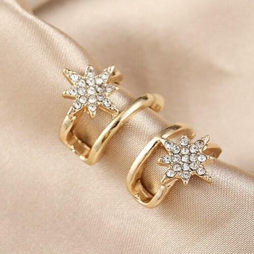 Women Earrings Fashion Jewelry Simple Six Star Crystal Earrings Wholesale Pendientes Kolczyki Aretes De Mujer Earrings