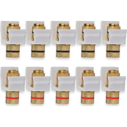 Speaker Post Snap-In Banana Keystone Jack - White, 10Pcs