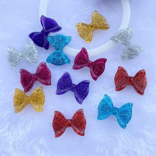 12pcs Resin shiny bow Flat back Cabochons for DIY Hair Bow Center Scrapbooking Embellishments Phone Decoration