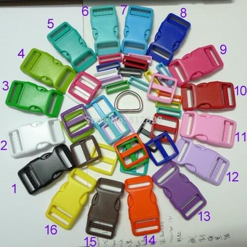 160 Sets 1'' 25mm 16 COLORS MIX Dog Collar Hardware Curved Side Release Buckle Set