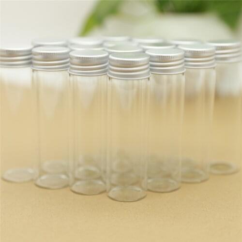 24pcs 30*100mm 50ml Mini Glass bottle Silver Screw Cap Small Test Tube Storage Containers Tiny Glass Spice Bottles & jars
