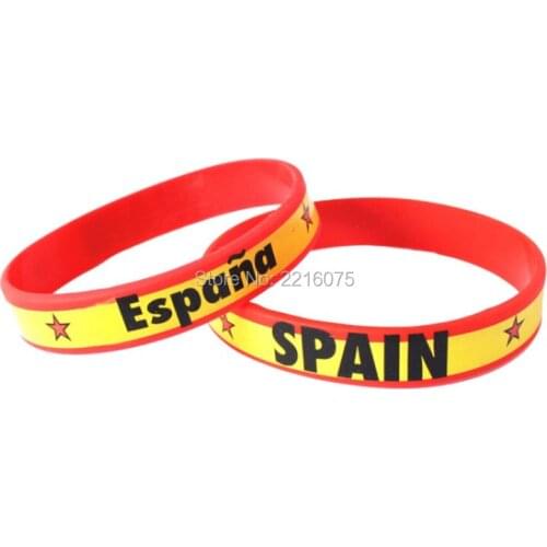 300pcs Red Flag World Cup Spain Espana wristband silicone bracelets free shipping by DHL express