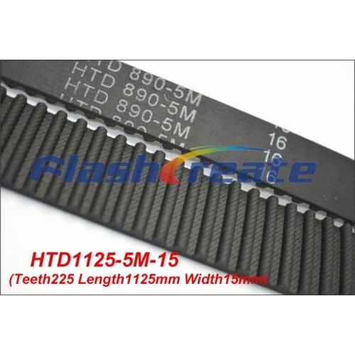 5pcs HTD5M belt 1125 5M 15 Teeth=225 Length=1125mm Width=15mm 5M timing belt rubber closed-loop belt 1125-5M S5M Belt 5M Pulley
