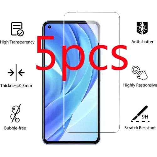 5Pcs Tempered Glass On For Xiaomi Mi 11 Lite 5G Mi 11X Pro Mi 11i Mi11 Screen Protector Toughened Glass Shield 2.5D Phone Film