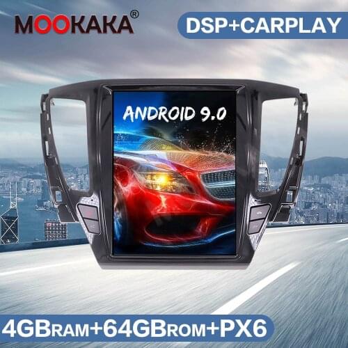 Tesla Style Android 9.0 4+64GB Car GPS Navigation For MITSUBISHI PAJERO Sport 2016-2019 Auto Headunit Multimedia Player Radio HD