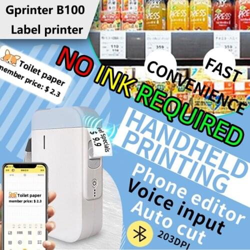 B100 Wireless label printer Bluetooth mini label printer Portable Pocket Label Printer Fast Printer Home Use Office Sticker