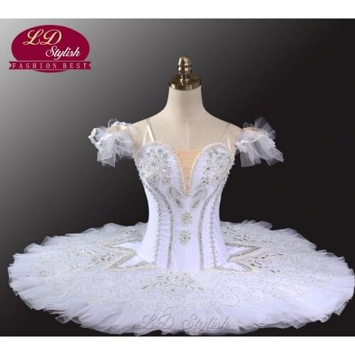 White Swan Lake Professional Tutu Girls Ballerina Costumes Women Platter Tutu Pancake Ballet Tutu Performance LD0034