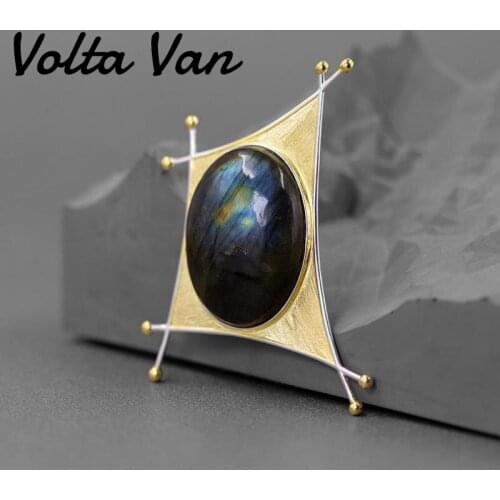 Volta Van Labradorite Brooches 925 Sterling Silver 2021 New Geometric Abstract Classic Fine Jewelry Anniversary Brooch Gifts
