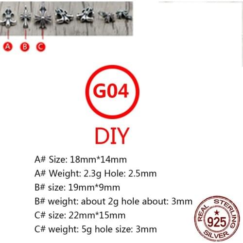 G04 s925 sterling silver pendant beads DIY retro personality cross flower anchor letter shape bracelet necklace DIY jewelry