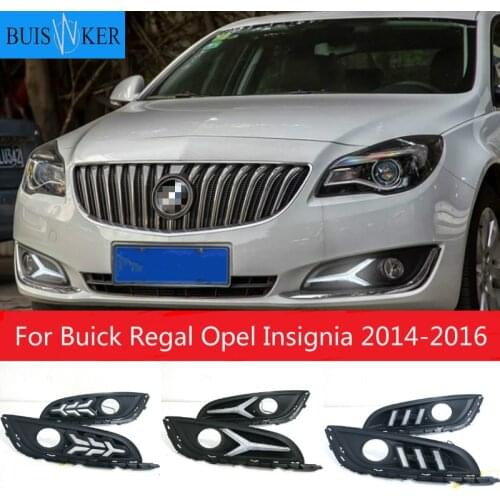 2PCS For Buick Regal Opel Insignia 2014-2016 LED DRL Daytime Running Light Daylight With Turn Signal Lamp