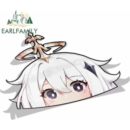 EARLFAMILY 13cm x 9.2cm for Genshin Impact Paimon Peeker Peek Anime Vinyl Car Stickers JDM Window Trunk Bumper Car Accessories