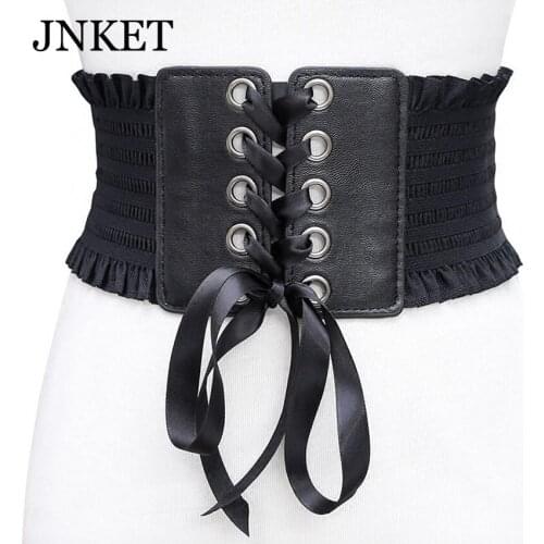 JNKET New Women Leisure Wide Belt Bowknot Bandage Waist Strap Elastic Waistbelt Decorative Waist Belt Dress Belt