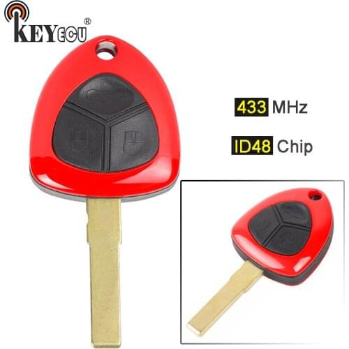 KEYECU 433MHz ID48 Replacement 3 Buttons Remote Key Blank Fob for Ferrari 458 Italia 2010 2011 2012 2013 2014