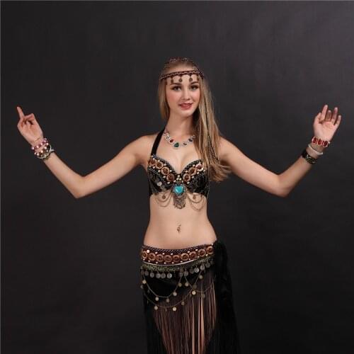 Tribal Style Belly Dance Costume 2 Pics Bra&skirt 34b/c 36b/c 38b/c Black Colors