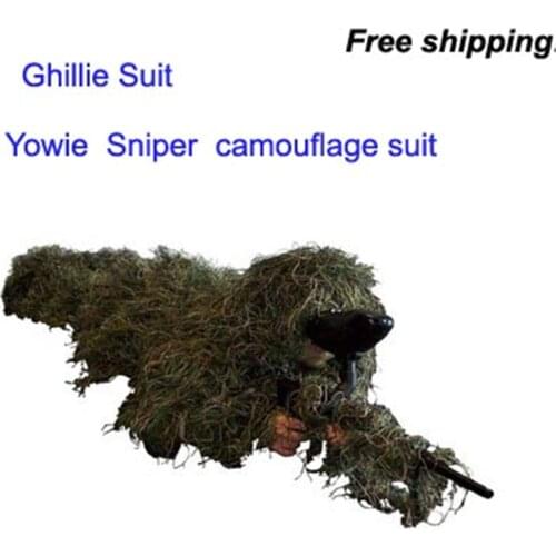 Forest Camouflage Ghillie Suit grass type hunting clothing,yowie Sniper 3D bionic clothes suit add suit big size for tall people