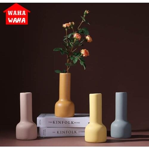 Nordic style creative simple color ceramic art vase decoration home soft decoration elegant model room decoration living room