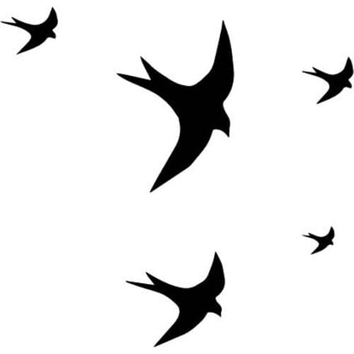 Swallow Flying Creative Decals High Quality Car Decoration Decals Personalized Pvc Waterproof Decals Black/white, 16cm*16cm