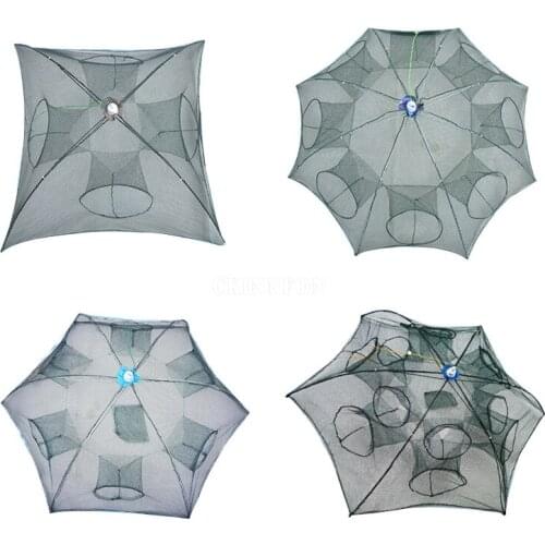 20Pcs/Lot Folded Portable Hexagon 4/6/8 Hole Automatic Fishing Shrimp Trap Fishing Shrimp Minnow Crab Baits Cast Mesh Trap