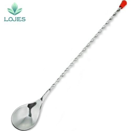 273mm Stainless Steel Plastic Tail Bar Spoon Mixing Cocktail Spoon Spiral Pattern Wine Stir Bar Accessories Bar Tools