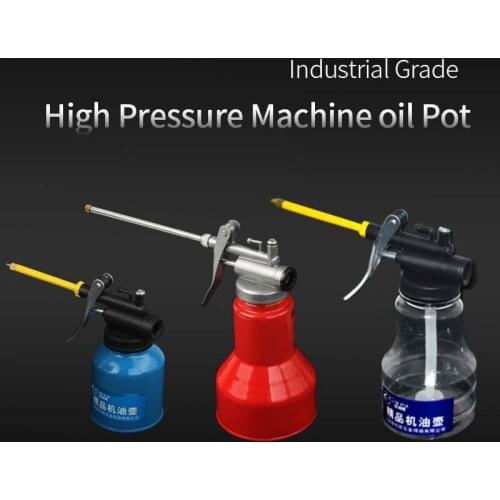 250ml 450ml High Pressure Machine Oil Pot Oil Filling Equipment Transparent Plastic/Metal Pot Brass Nozzle Lubrication Oiler
