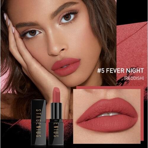 STAGENIUS Black Tube Matte Moist Cream Lipstick High Definition Color Lasting Mousse Texture Cosmetics Pigment Lipstick TSLM1
