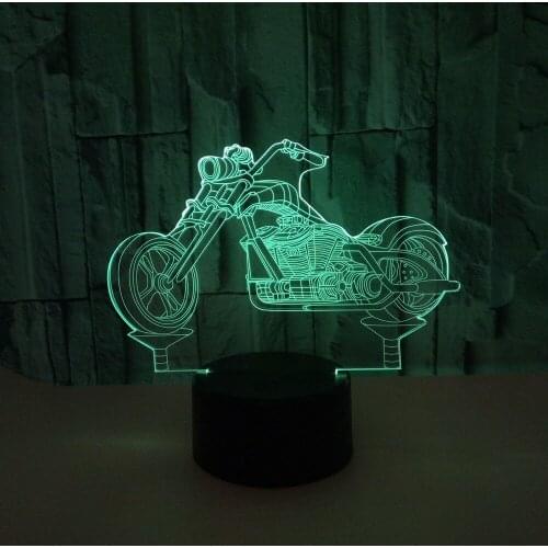 Motorcycle Colorful 3d Lamp Crystal Acrylic Vision Stereo Table Moderne Desk Lamp 3d Touch Creative Lighting Table Lamp