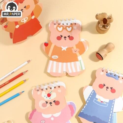 Mr Paper 4 Designs Cute Bear Treasure Series Coil Notebook Notepad Creative Pocket DIY Decoration Materials Psper Loose-leaf Pap