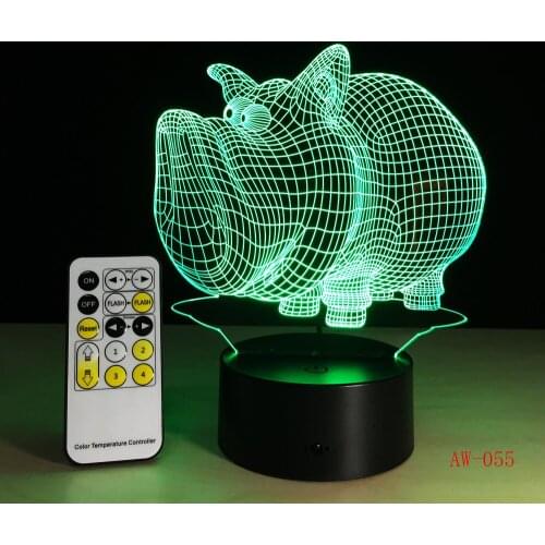 New 3D Pet Animal Lamp LED Night Lights with USB Cable Lighting as Indoor Room Decoration 7 Colors Birthday Dec AW-055