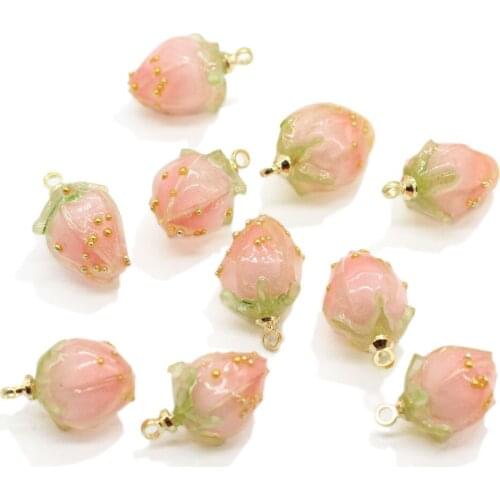 Wholesale Beautiful Pink Flower Resin Charms 3D Diy Craft Classic Lantern Shaped Home Party Jewelry Ornament Shop
