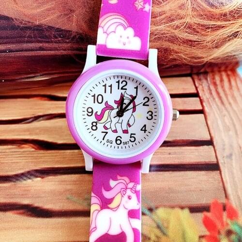 Suitable for Children Aged 3-10 Using Childrens Watches Cartoon Unicorn Boys Girls Kids Wristwatch Gifts Clock Relogio Feminino