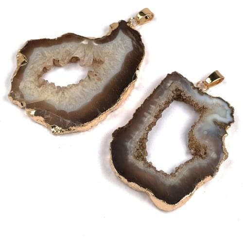 Natural Agates Pendant Irregular Druzy Stone Pendants Charms for Jewelry Making DIY Necklace Accessories Wholesale