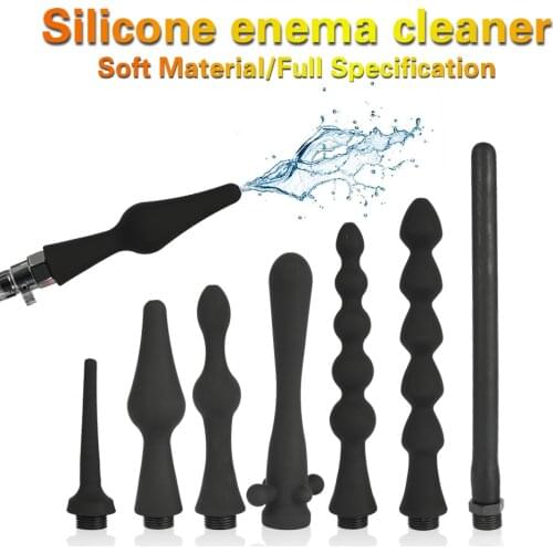 Enema Shower Nozzle Anal Plug Sex Toys for Adults Men Women Gay Silicone Enemator Anal Vagina Cleaner Anus Rinse Soft Butt Plug