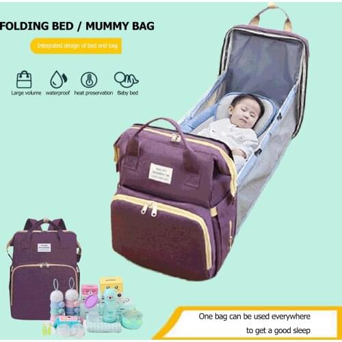 Diaper Bag Foldable Crib Station Travel Maternity Nappy Backpack for Mom Dad Multifunction Baby Infant Outdoor Diaper