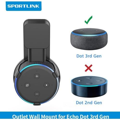 Outlet Wall Mount Hanger Holder Stand Space Saving for Amazon Alexa Echo Dot 3nd Generation and Other Round Voice Assistants