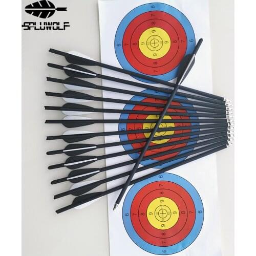 Archery Shooting Target Paper +12PCS 8.8mm Carbon Arrows Crossbow Bolt 16" 18" 17" 20"22" Target