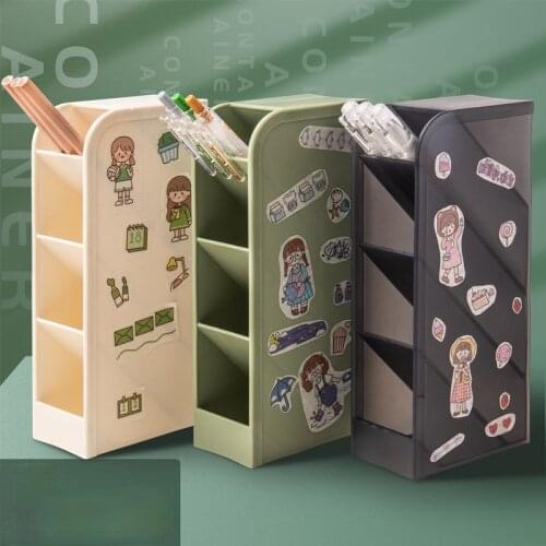 Creative Fashion Oblique Pen Holder Wheat Stalk Korean Style Multi-function Desktop Storage Box Office Stationery Kawaii Pen Cup