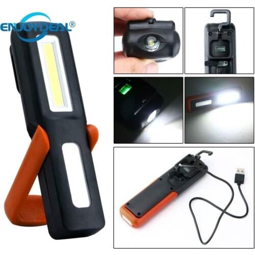 USB Rechargeable 3W COB Flashlight Torch Magnetic LED Work Light Lamp Outdoor Camping Emergency Light Lanterna With Hook
