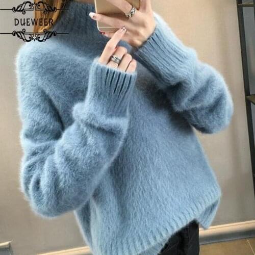 Dueweer Womens Clothing Turtleneck Sweaters Tops Woman Brown Top Sweater Winter Christmas Jersey