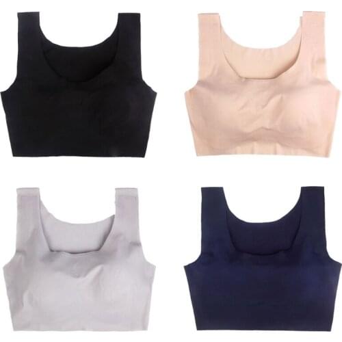 Women Plus Size Seamless Sleep Bra Daily Wire Free Stretch Underwear Sport Shockproof Removable Pads Tank Vest Crop Top