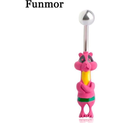 Funmor Squirrel Womens Belly Button Rings Animal Navel Piercing Body Jewelry Stainless Steel Anti-allergic Piercing Navel Ring