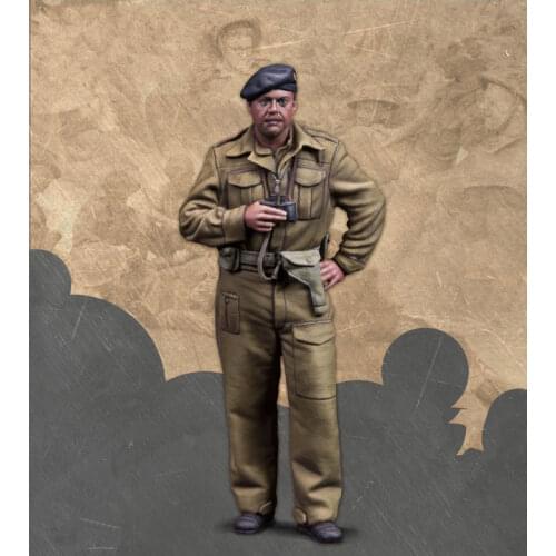 1:35 Scale WWII British Tank Crew and Commander 4 People No Tank Miniatures Unpainted Assembling Static Figure Resin Model Kits