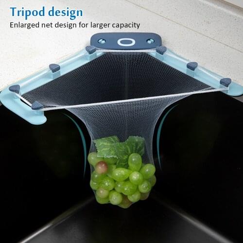 2021 NEW Kitchen Triangle octopus Tri-Holder Filter Sink Strainer Net Sink Bag Leftovers Garbage Storage Rack Kitchen Holder