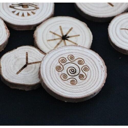 448D Wooden Runes Stone Runas Piedra for Divination Props Carved Energy Stone Kit Runes Symbols Letters with Bag Tablecloth
