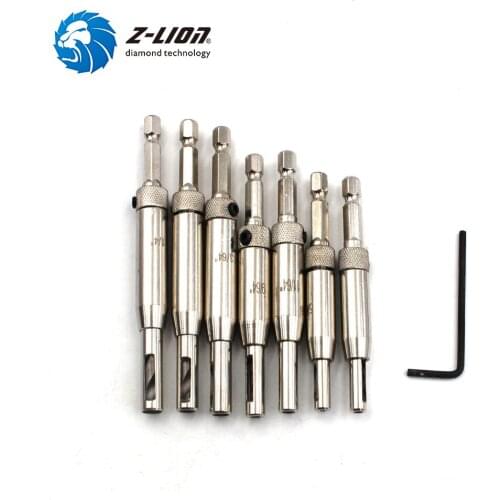Z-LION 7pcs Door and Window Assembly Hinge Hole Punch Drill Hexagonal Drill Positioning of Drilling for Woodworking