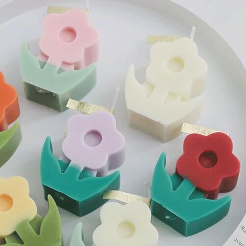 Flowers Scented Candle INS Wind Soybean Wax Birthday Decorat Birthday Party Dessert Table Candle Ornaments Shooting Props