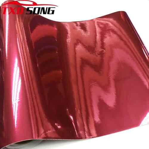 Car styling High stretchable Waterproof UV Protected rose red Chrome Mirror Vinyl Wrap Sheet Roll Film Car Sticker Decal Sheet