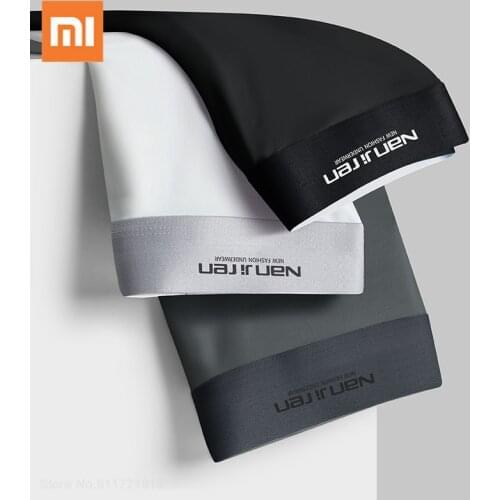 3pcs Xiaomi Ice silk Seamless Mens Underwear High Quality Boxers Shorts Sexy Transparent Underpants Graphene Antibacterial