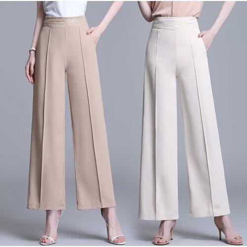 New Summer Temperament Wide Leg Trousers High Waist Slim Thin Female Pants Pantalon Taille Haute Femme Trousers For Women
