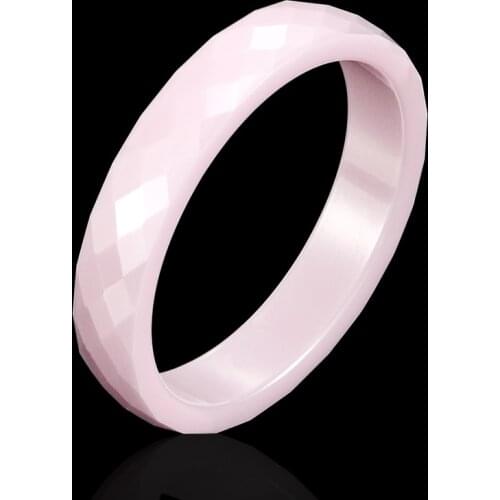 New 4mm Light Pink Black White Beautiful Hand Cut Ceramic Ring For Woman Top Quality Jewelry Without Scratches Woman Ring
